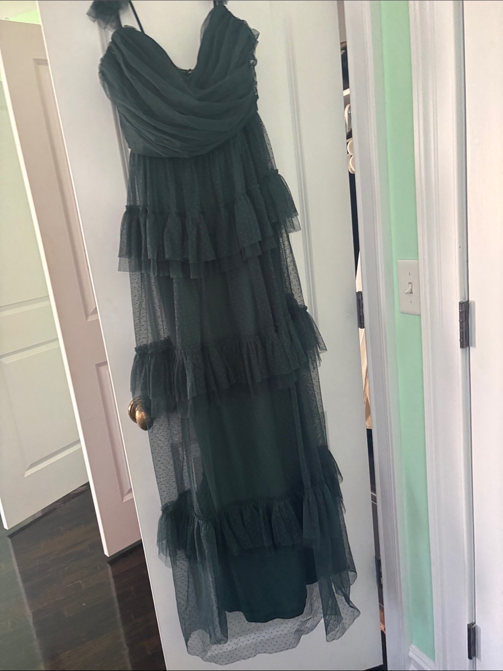 Lulu's Forest Green Tiered Tulle Maxi Dress